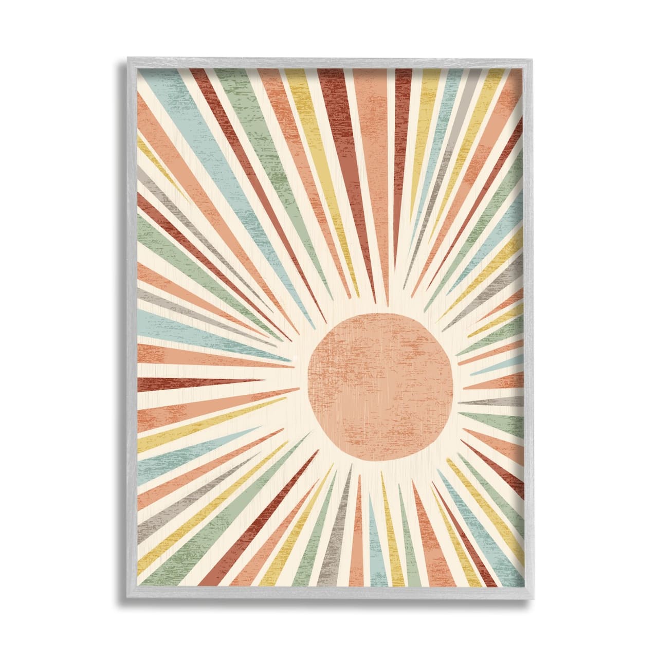 Stupell Industries Children's Bold Summer Sun Warm Tone Abstract Rays Framed Wall Art